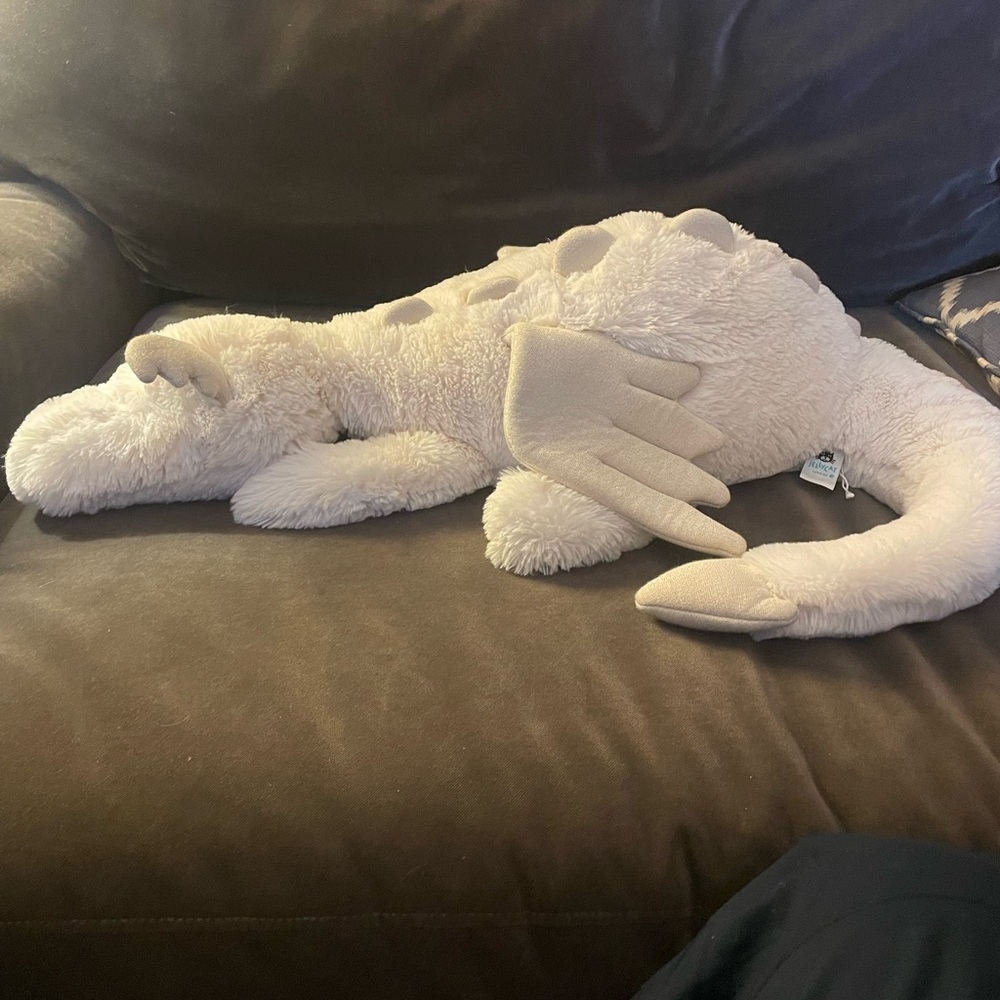Jellycat Snow Dragon - large  Toy with Blue Logo Tag